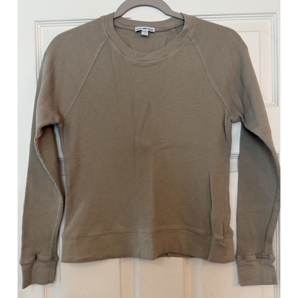 James‎ Perse Waffle Knit Thermal Top Oatmeal Long Sleeve Warm Quiet Luxury Small